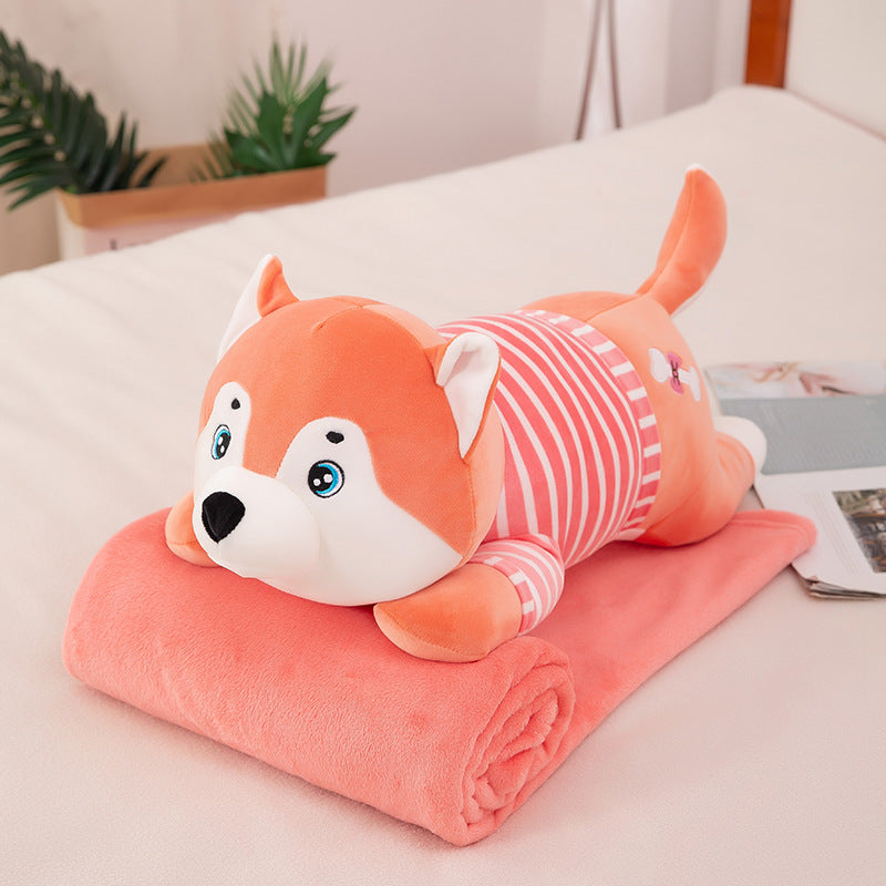 Cartoon Husky Air Conditioner Being Pillow