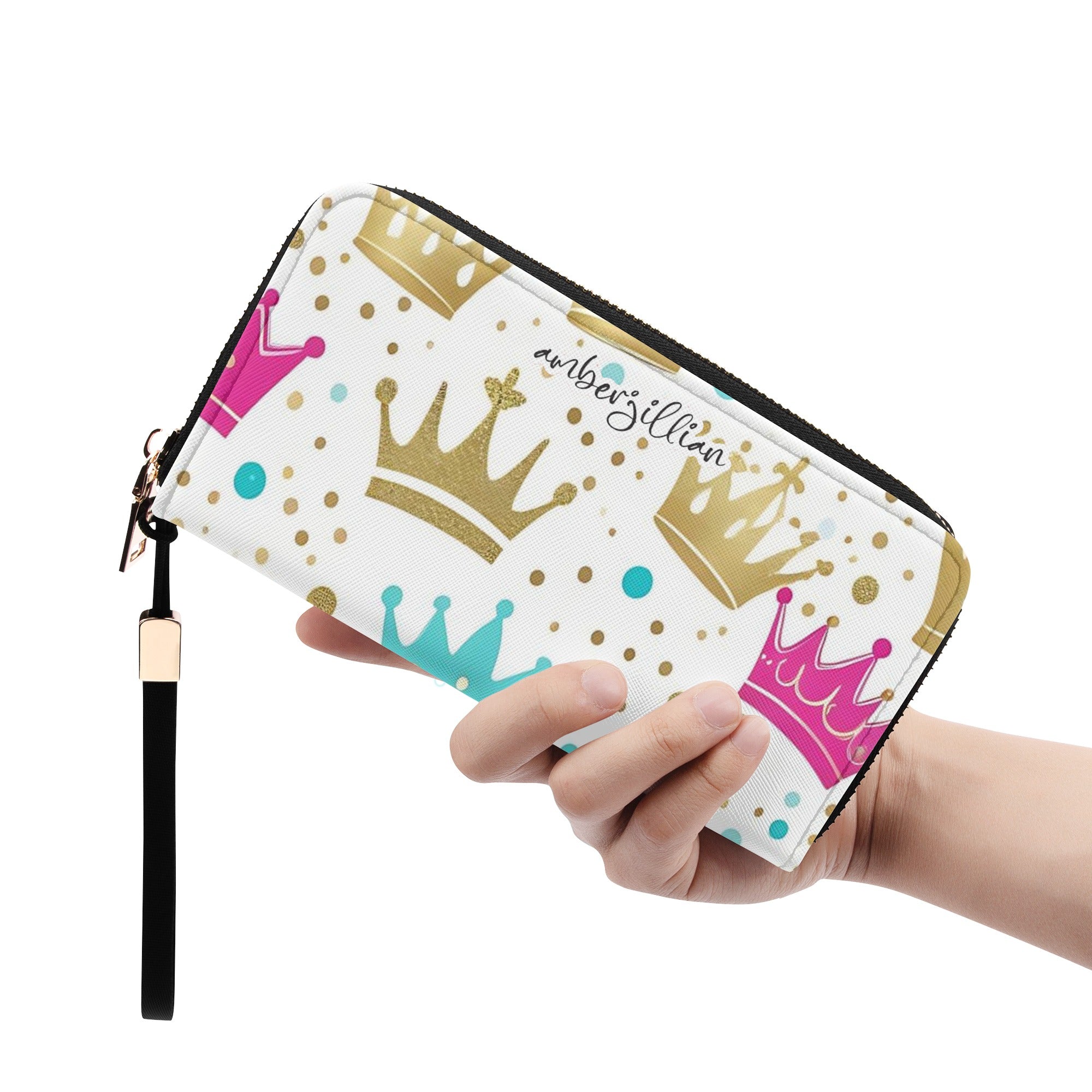 Call Me Queen - Leather Zipper Wallet with Wrist Strap