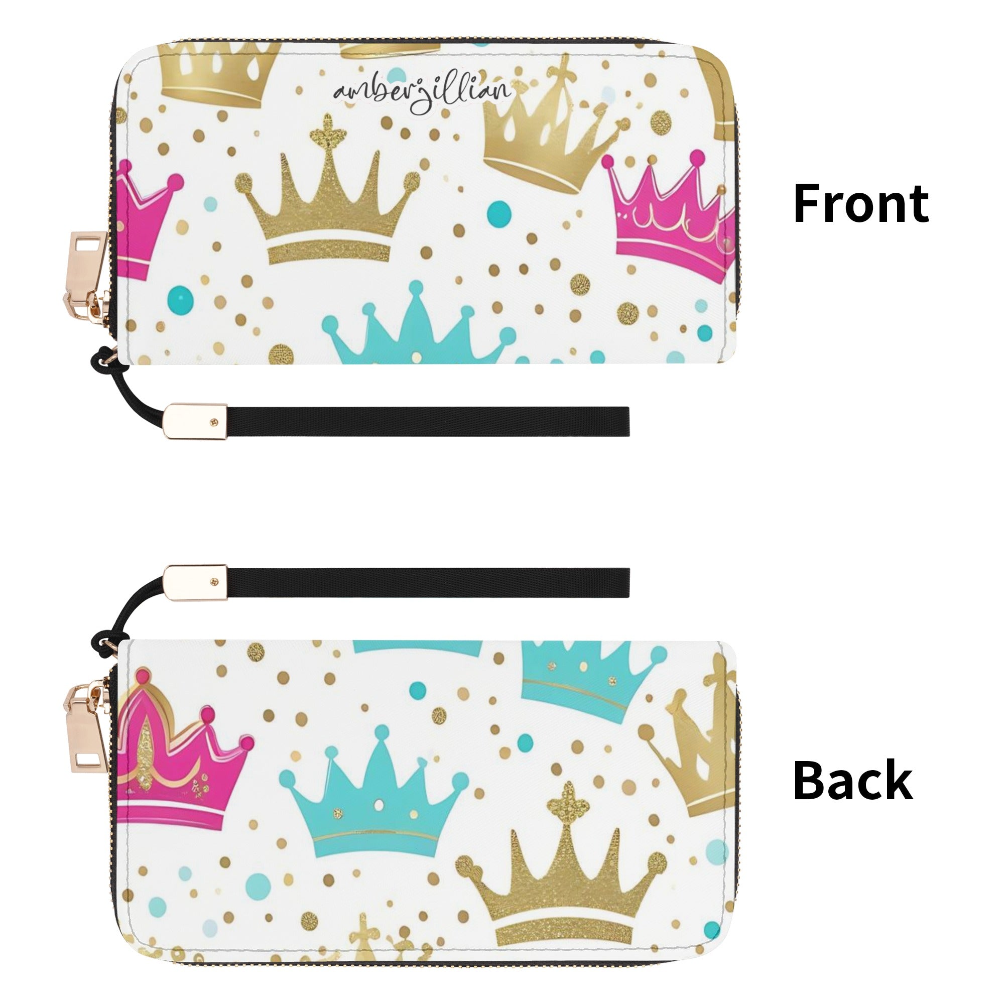 Call Me Queen - Leather Zipper Wallet with Wrist Strap