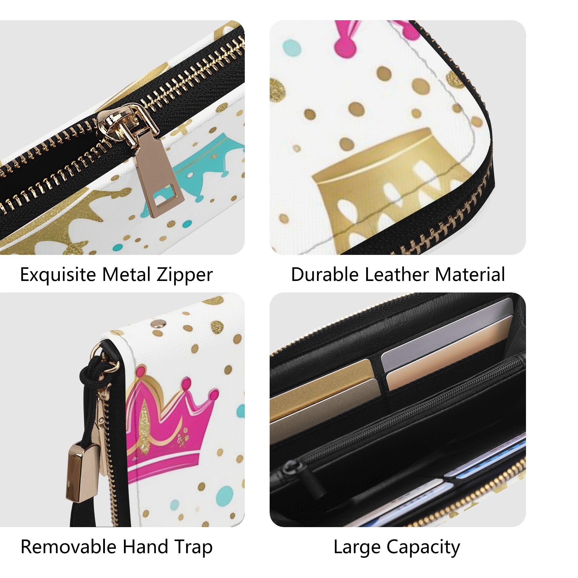Call Me Queen - Leather Zipper Wallet with Wrist Strap