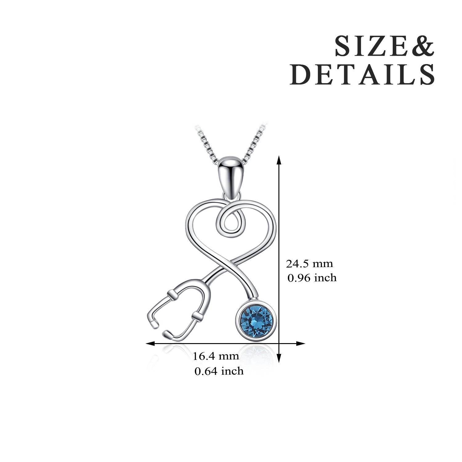 Stethoscope Necklace 925 Sterling Silver with Charm Pendant