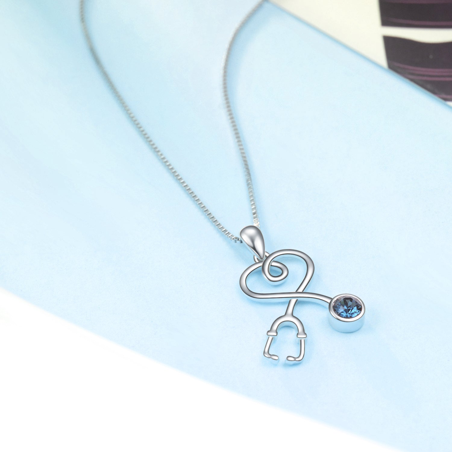 Stethoscope Necklace 925 Sterling Silver with Charm Pendant