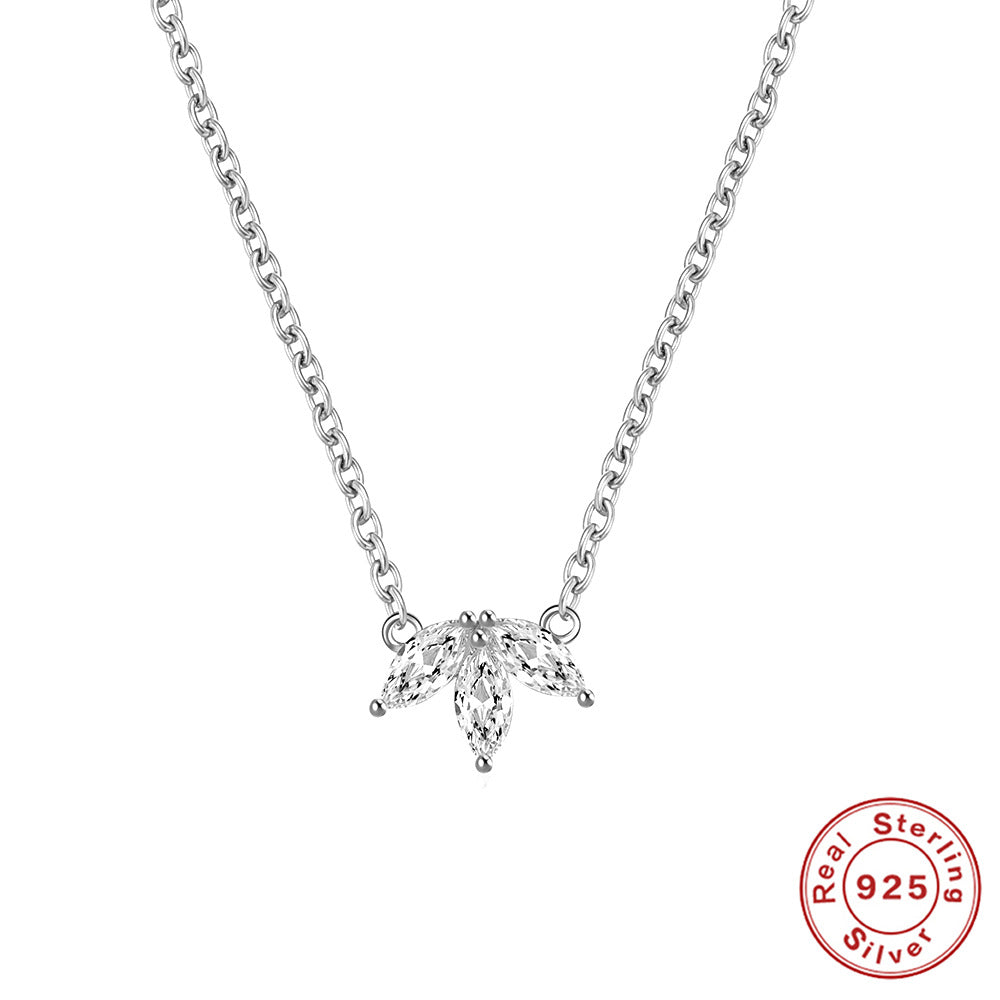 Square Silver Inlay Zircon Necklace