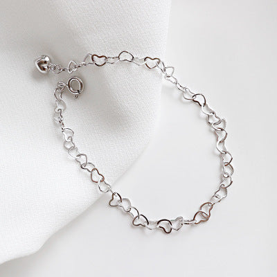 Hollow Heart-To-Heart 925 Sterling Silver Bracelet