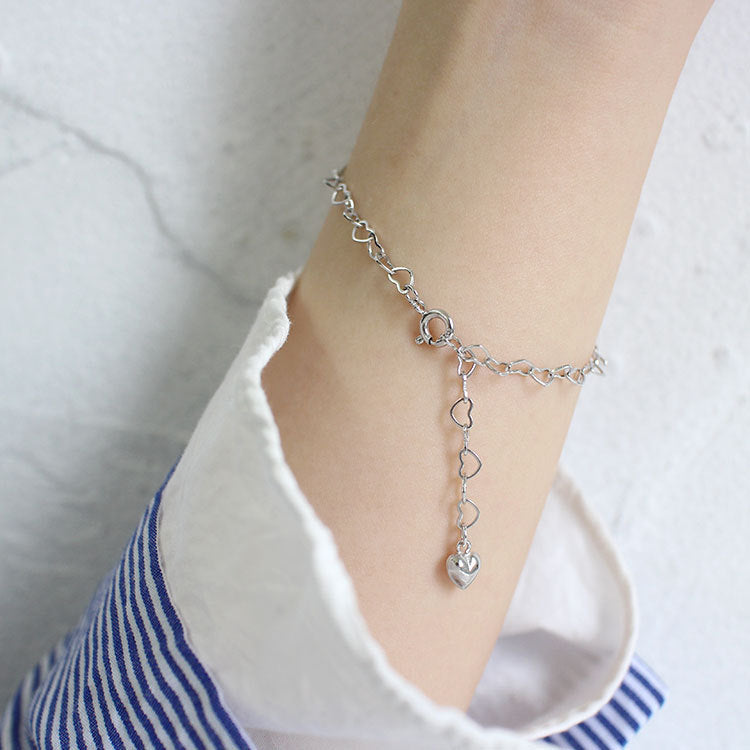 Hollow Heart-To-Heart 925 Sterling Silver Bracelet