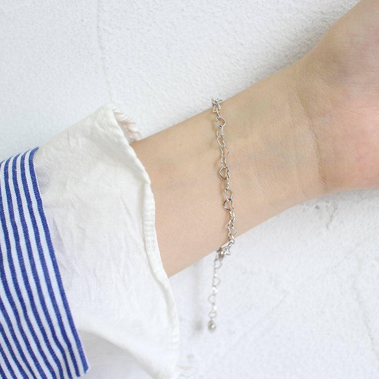 Hollow Heart-To-Heart 925 Sterling Silver Bracelet