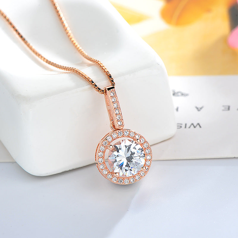 Rose Round 925 Sterling Silver Elegant Pendant