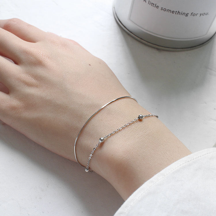 Double Layer Beads 925 Sterling Silver Bracelet