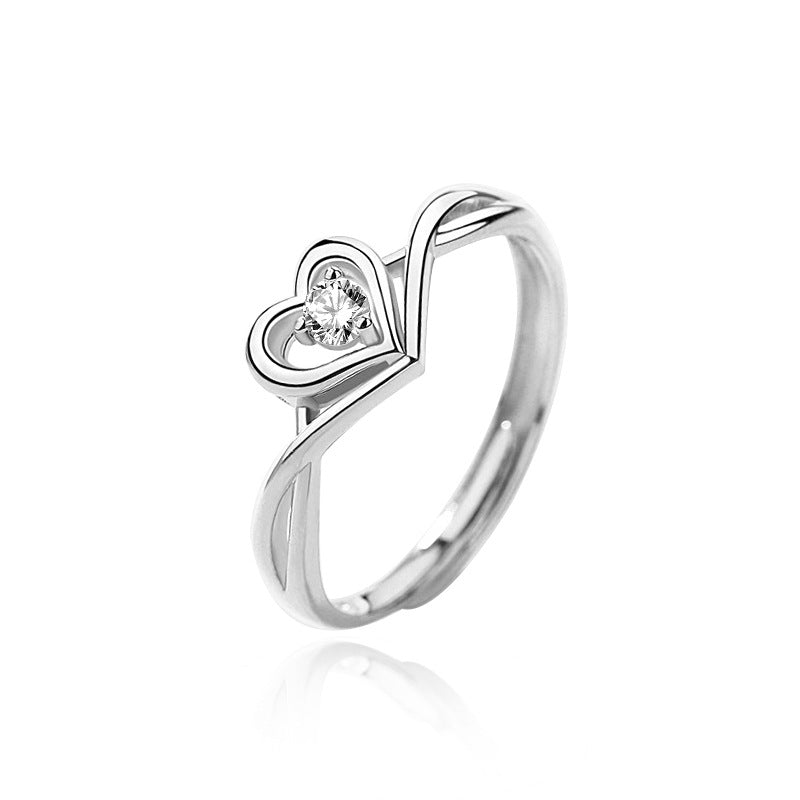 CZ Heart Love Twisted 925 Sterling Silver Ring