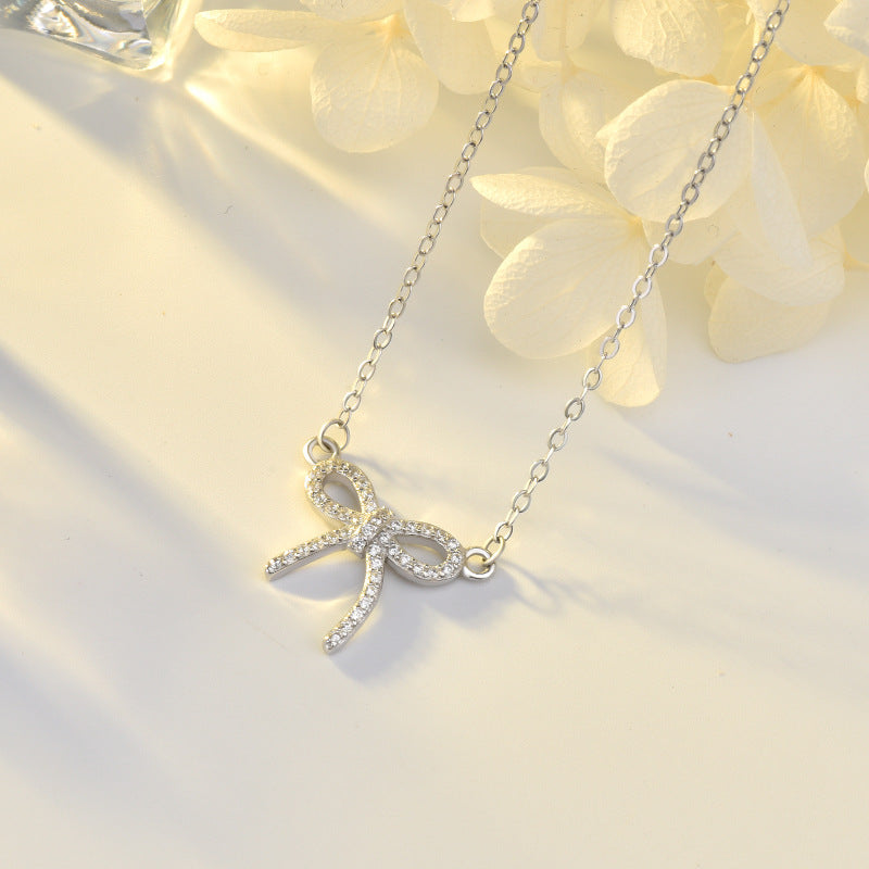 CZ Bow-Knot 925 Sterling Silver Necklace