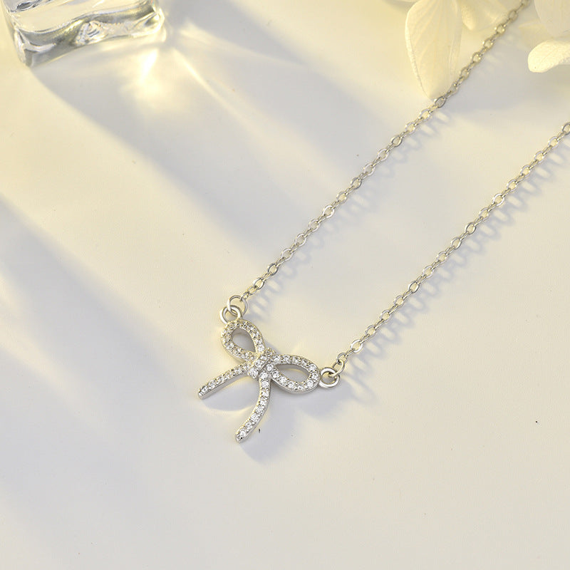 CZ Bow-Knot 925 Sterling Silver Necklace
