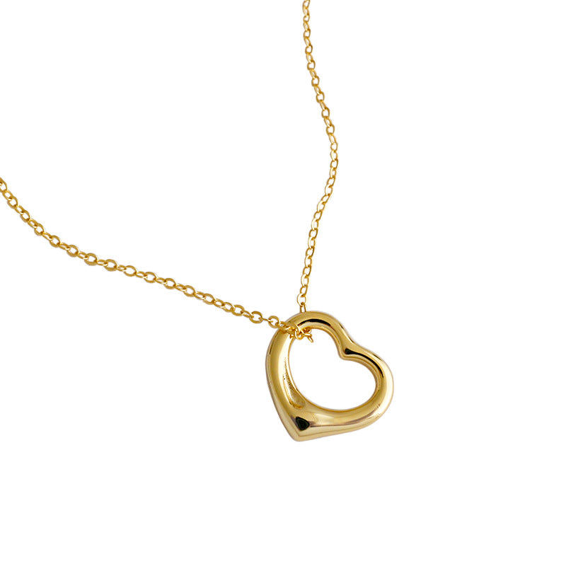 Simple Hollow Heart 925 Sterling Silver Necklace