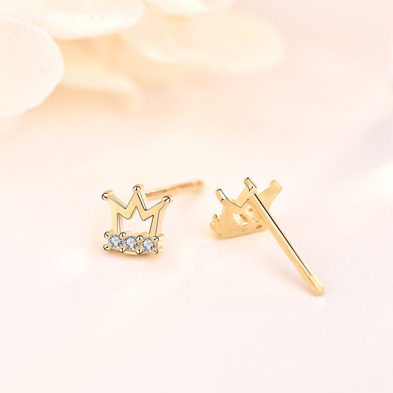 CZ Crown 925 Sterling Silver Stud Earrings