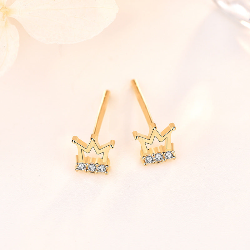 CZ Crown 925 Sterling Silver Stud Earrings