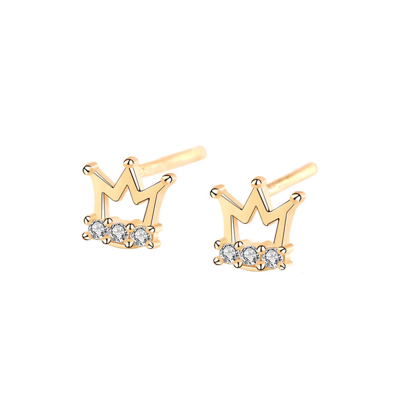 CZ Crown 925 Sterling Silver Stud Earrings