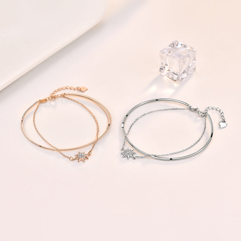 CZ Octagonal Star 925 Sterling Silver Bracelet