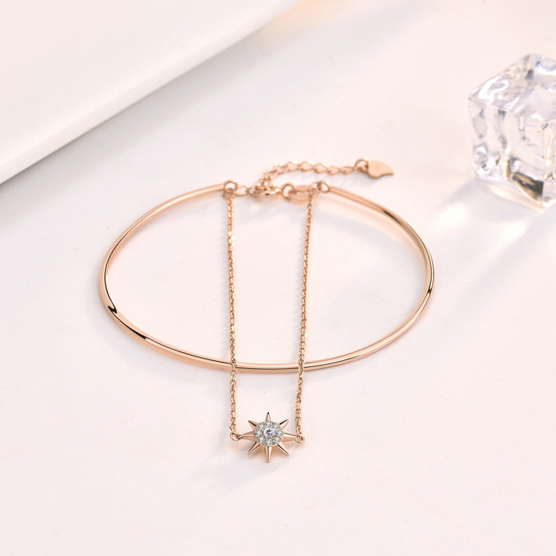 CZ Octagonal Star 925 Sterling Silver Bracelet
