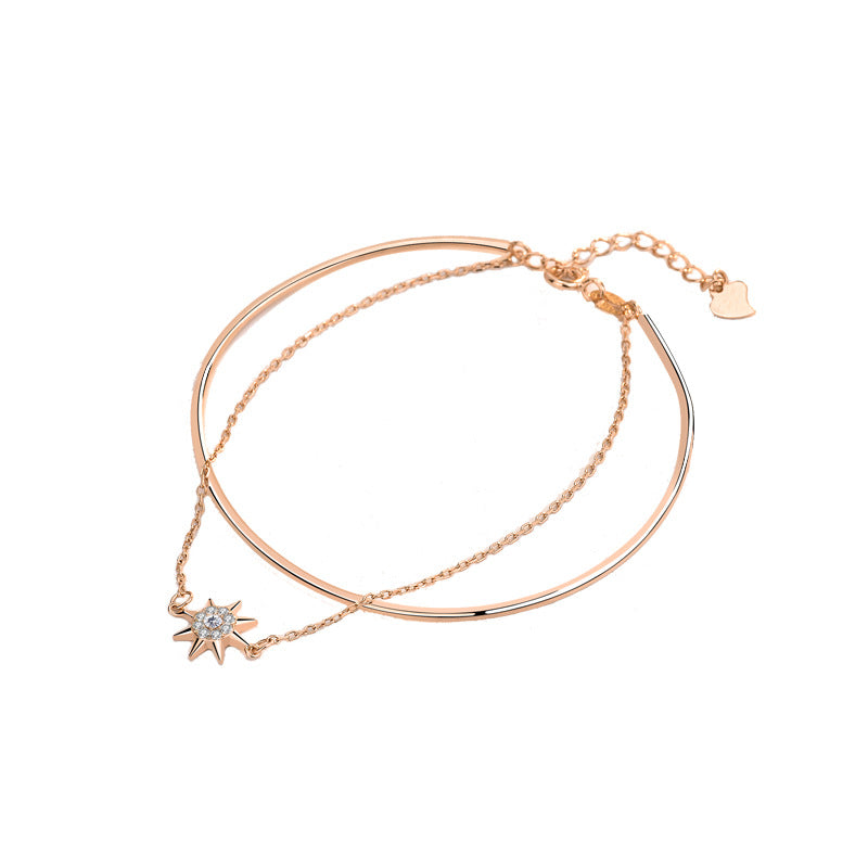 CZ Octagonal Star 925 Sterling Silver Bracelet