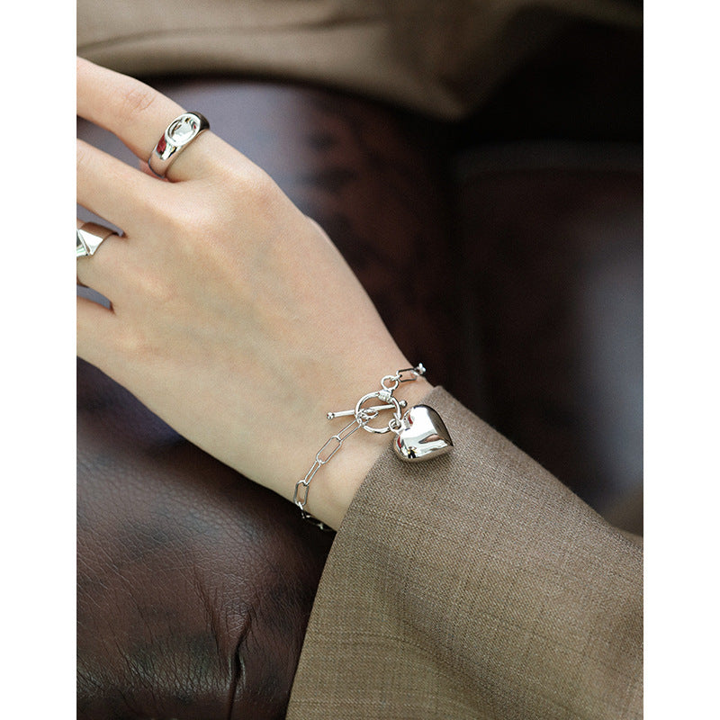 Chain Heart 925 Sterling Silver Bracelet