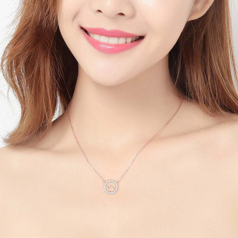 CZ Queen's Crown 925 Sterling Silver Necklace