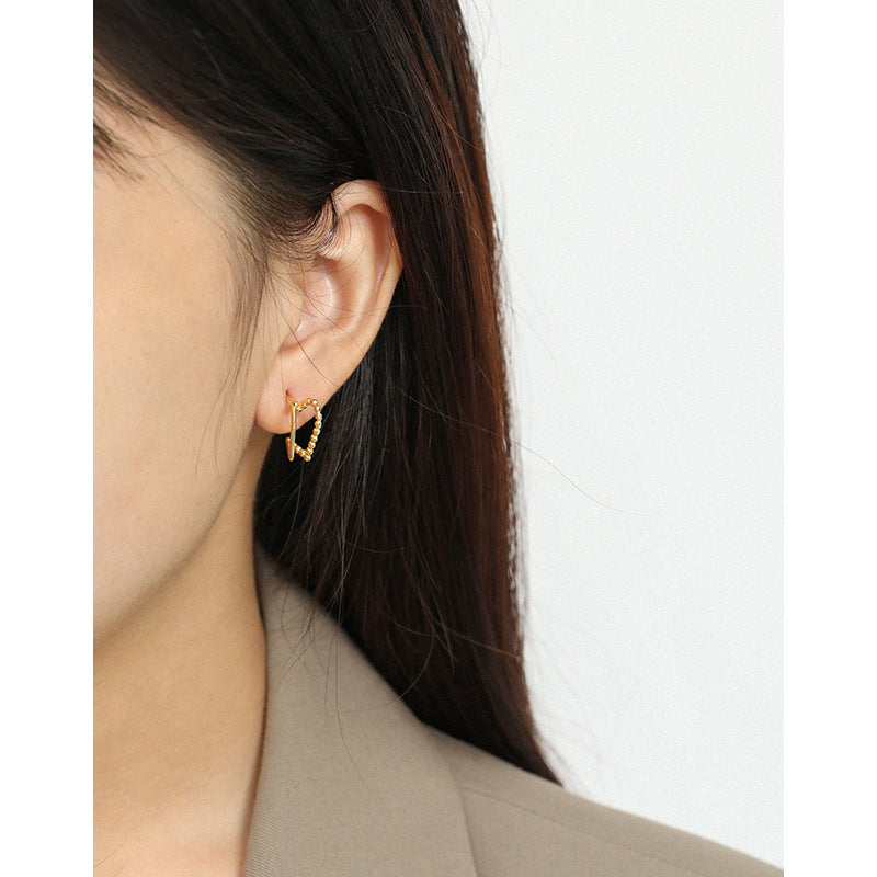 Double Heart 925 Sterling Silver Stud Earrings