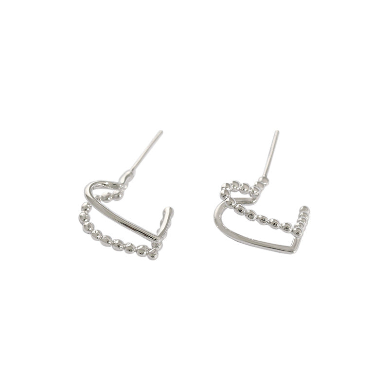 Double Heart 925 Sterling Silver Stud Earrings