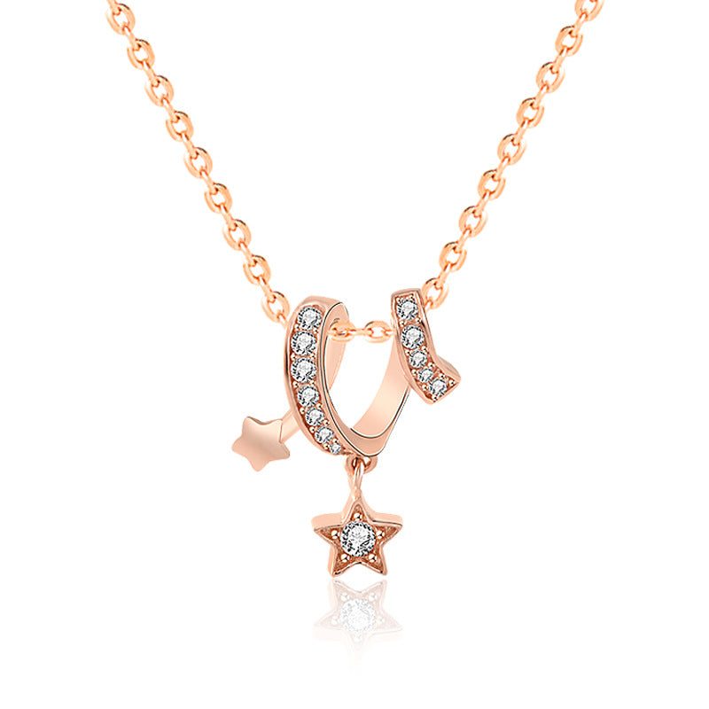 CZ Wish Meteor Stars 925 Sterling Silver Necklace