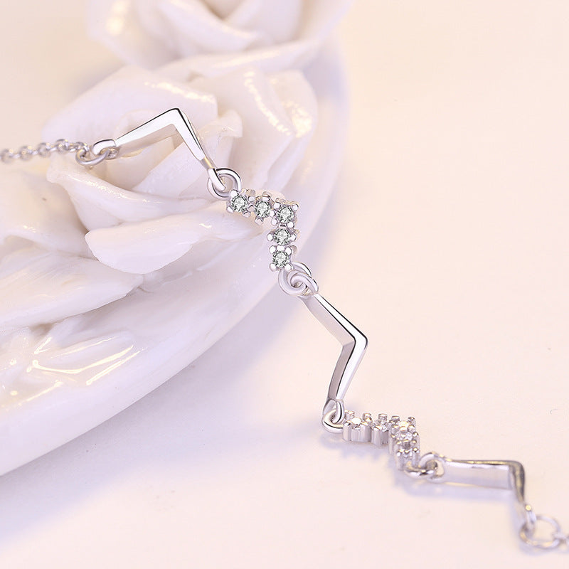 CZ "V" Shape Wave 925 Sterling Silver Bracelet