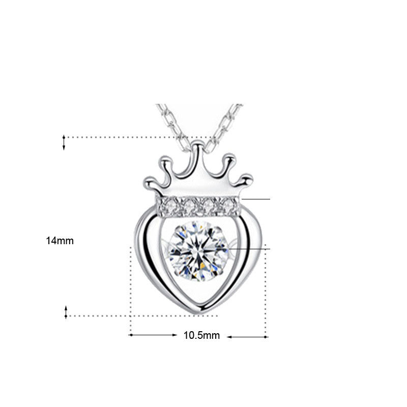 Dancing CZ Heart Crown 925 Sterling Silver Pendnat