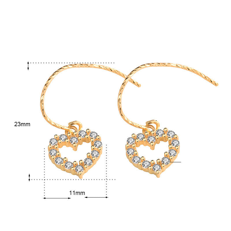 CZ Heart 925 Sterling Silver Dangling Earrings