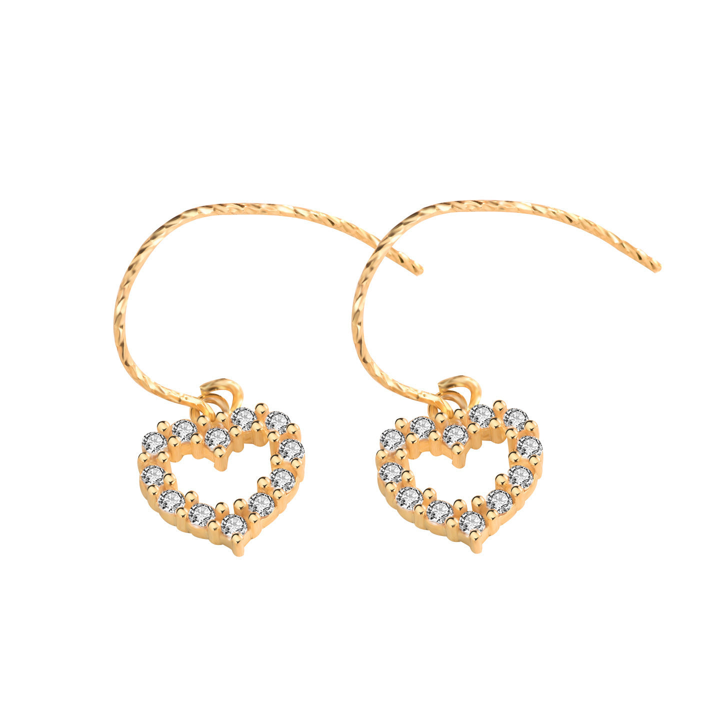 CZ Heart 925 Sterling Silver Dangling Earrings