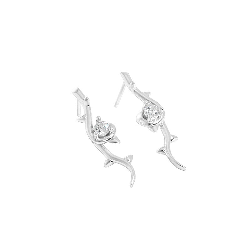 CZ Rose Flower 925 Sterling Silver Stud Earrings