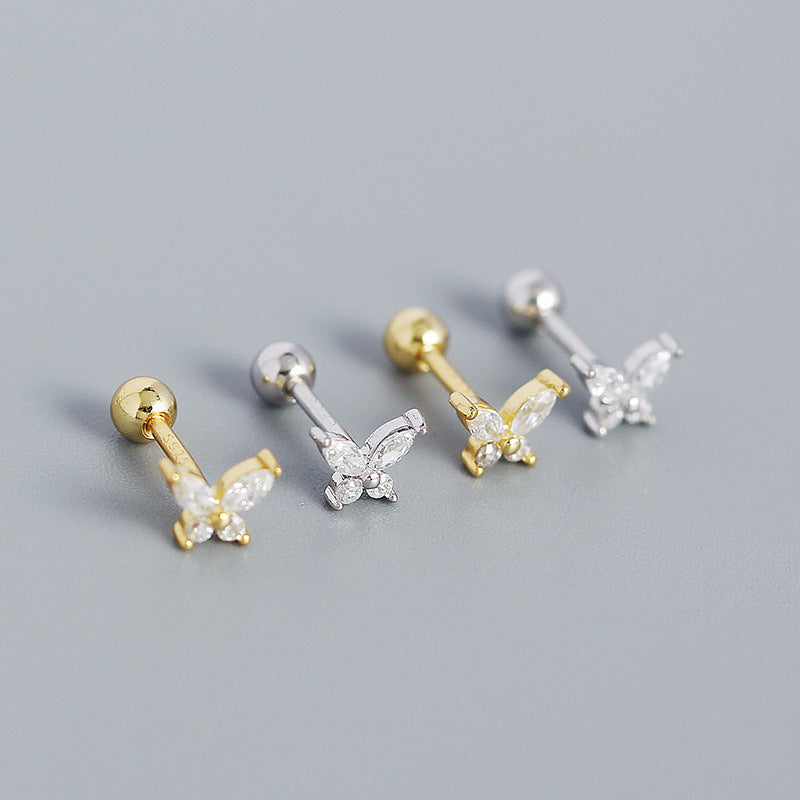 CZ Butterfly 925 Sterling Silver Stud Earrings