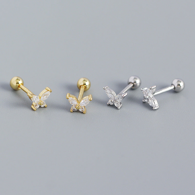 CZ Butterfly 925 Sterling Silver Stud Earrings