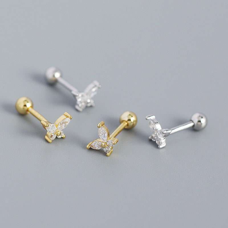 CZ Butterfly 925 Sterling Silver Stud Earrings