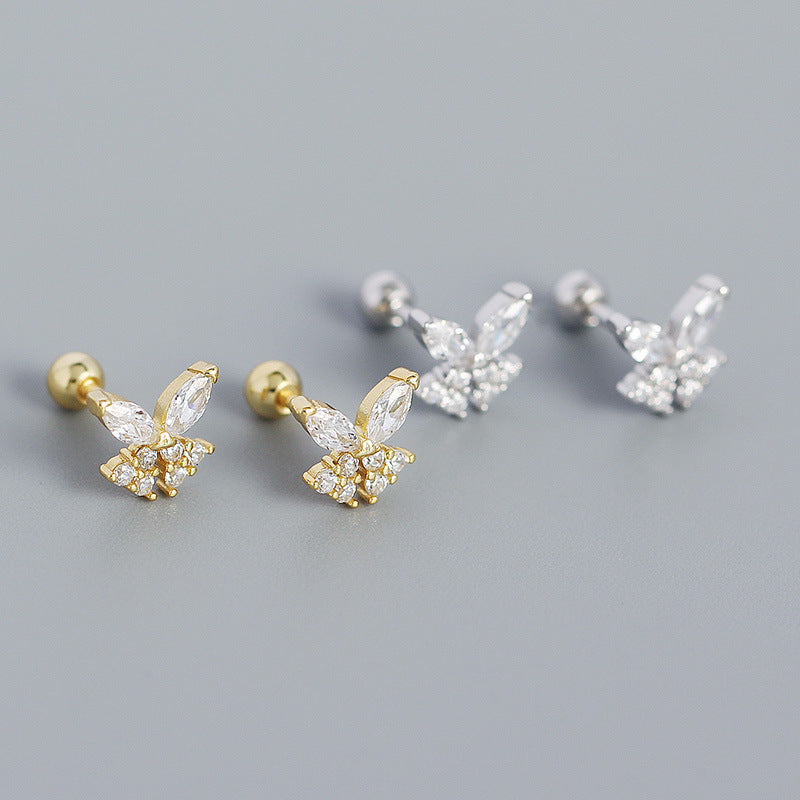 Shining CZ Butterfly 925 Sterling Silver Stud Earrings
