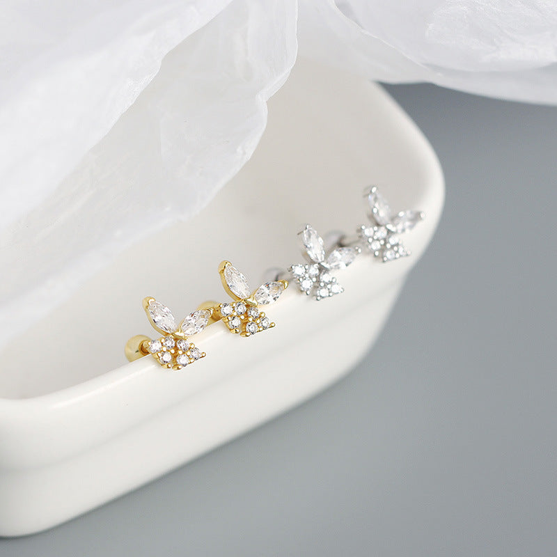 Shining CZ Butterfly 925 Sterling Silver Stud Earrings