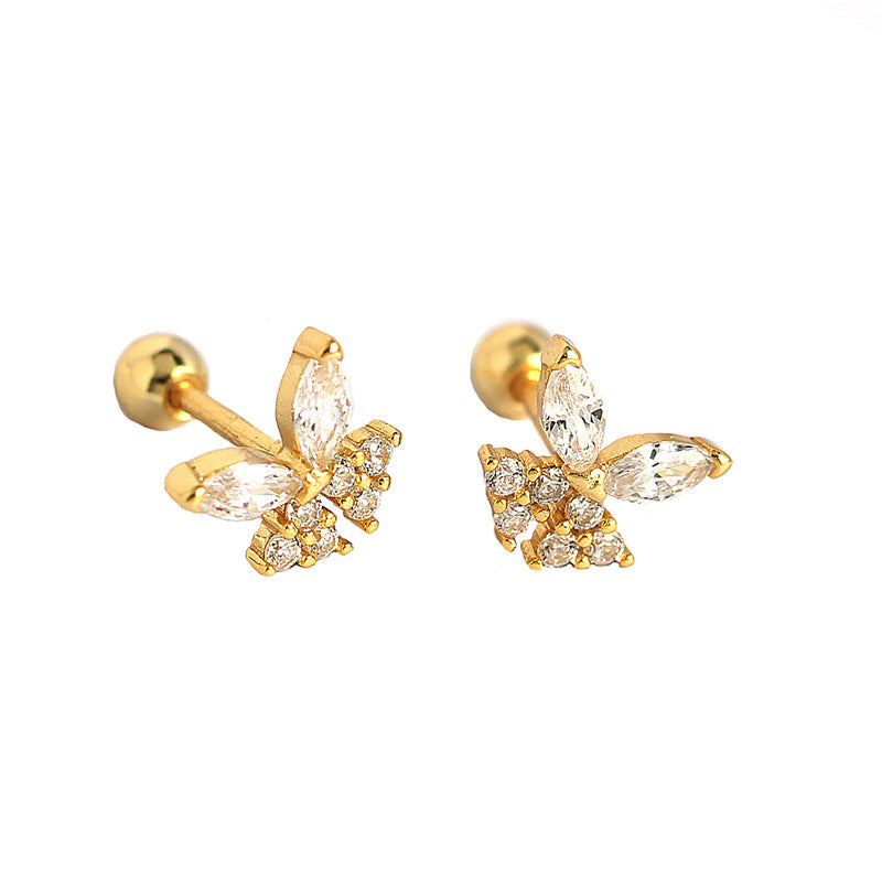 Shining CZ Butterfly 925 Sterling Silver Stud Earrings