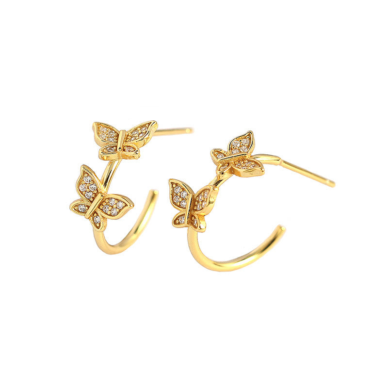 CZ Butterflies 925 Sterling Silver Stud Earrings