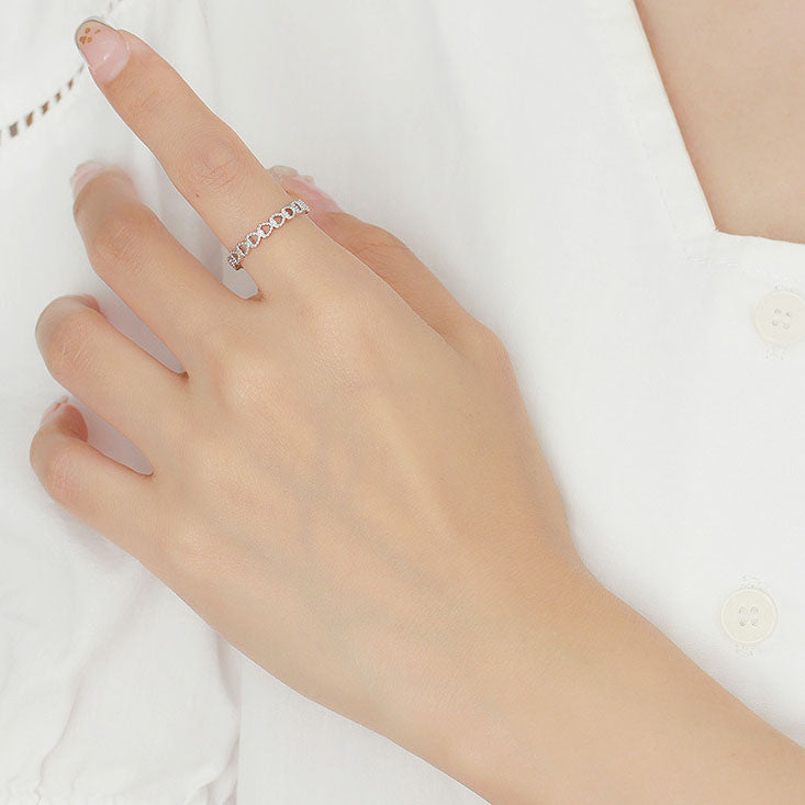 Hollow Love Heart-in-Heart 925 Sterling Silver Ring