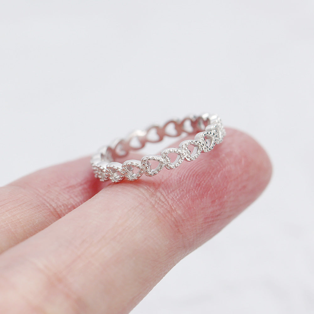 Hollow Love Heart-in-Heart 925 Sterling Silver Ring