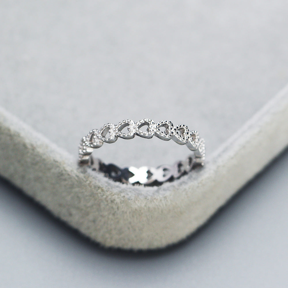 Hollow Love Heart-in-Heart 925 Sterling Silver Ring