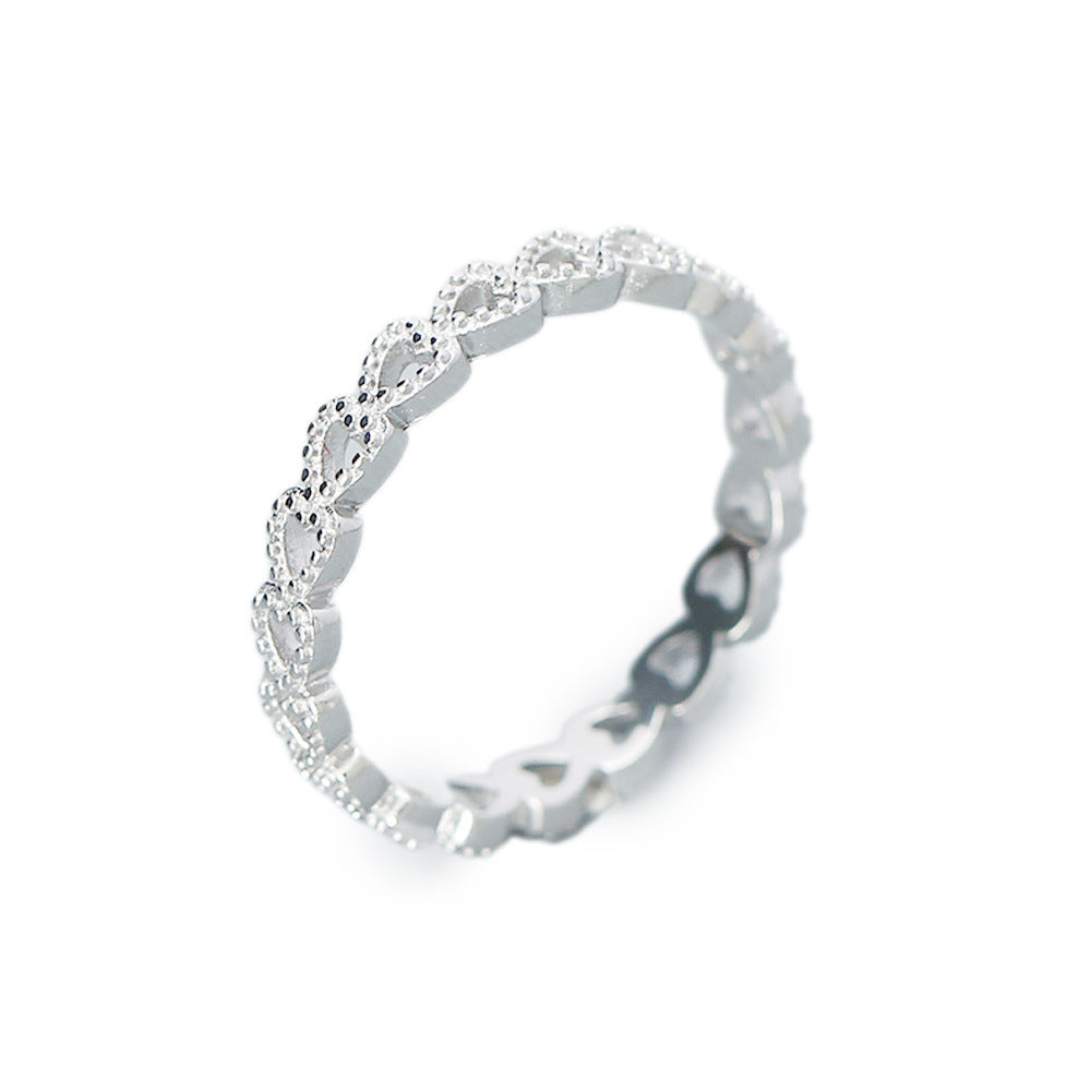 Hollow Love Heart-in-Heart 925 Sterling Silver Ring