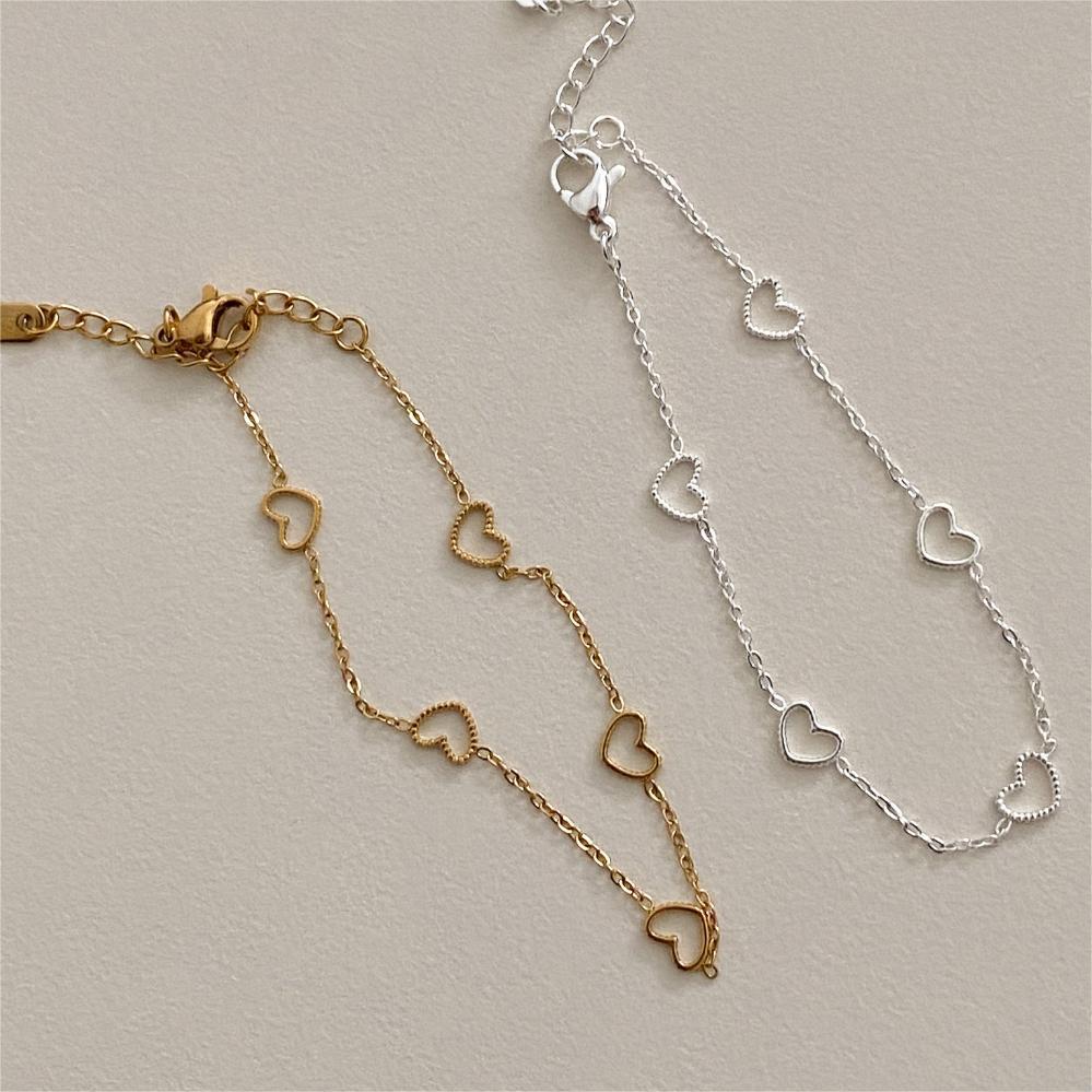 Hollow Love Heart in Heart 925 Sterling Silver Bracelet
