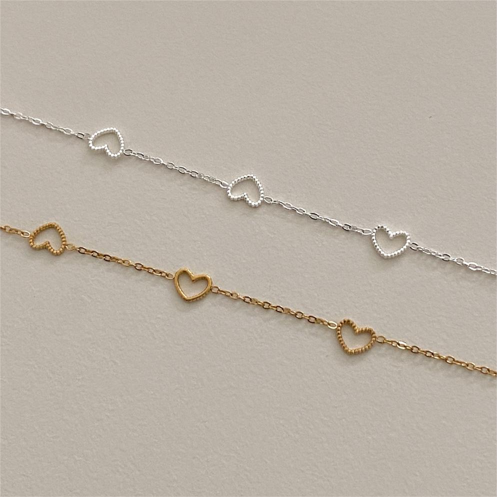 Hollow Love Heart in Heart 925 Sterling Silver Bracelet