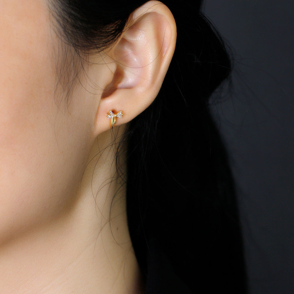 CZ Bow-knot 925 Sterling Silver  Stud Earrings
