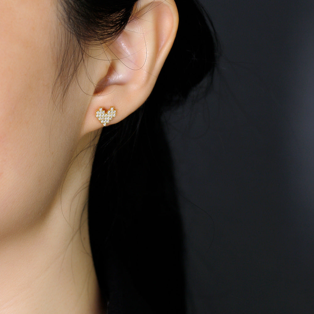 CZ Heart 925 Sterling Silver Stud Earrings