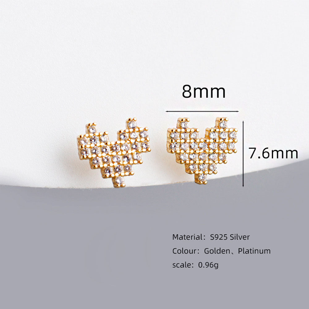 CZ Heart 925 Sterling Silver Stud Earrings