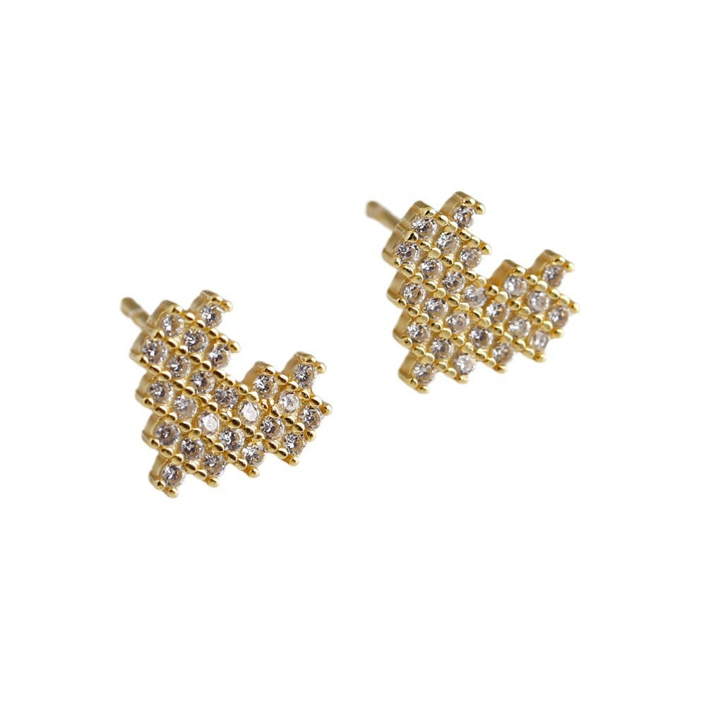 CZ Heart 925 Sterling Silver Stud Earrings
