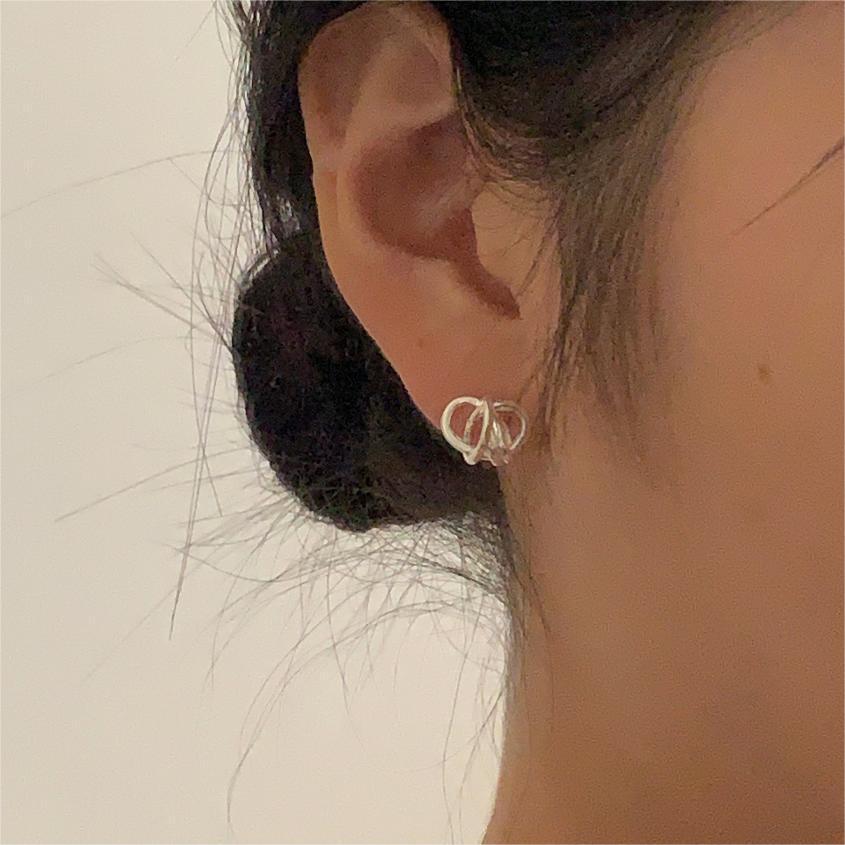Simple Hollow Winding Knot 925 Sterling Silver Stud Earrings
